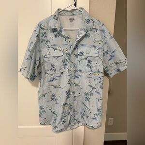 Izod Light Blue Tropical Print Shirt